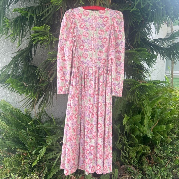 Vtg 80s Laura Ashley Floral Print Cotton Dress | Puff Sleeves | Drop Waist | S - Picture 16 of 17